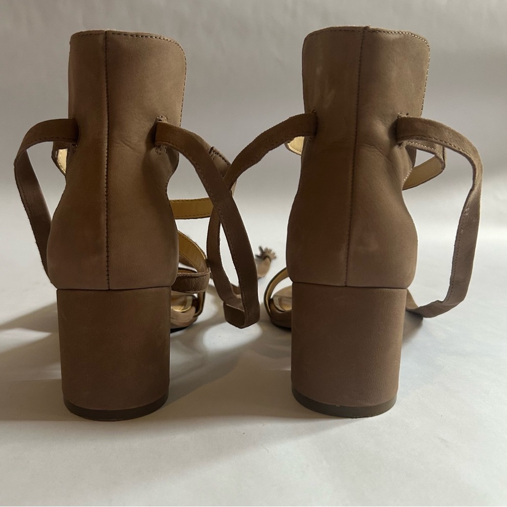 Jessica Simpson Tan Lace Up Block Heel Sandals Tassel Gladiator Strappy Heel 8.5 - Picture 3 of 13